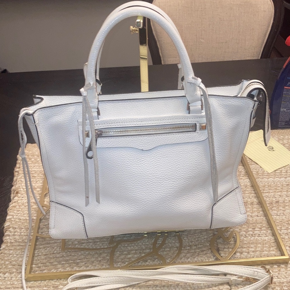 Genuine Rebecca Minkoff  Regan White Pebble Grained Leather   Satchel